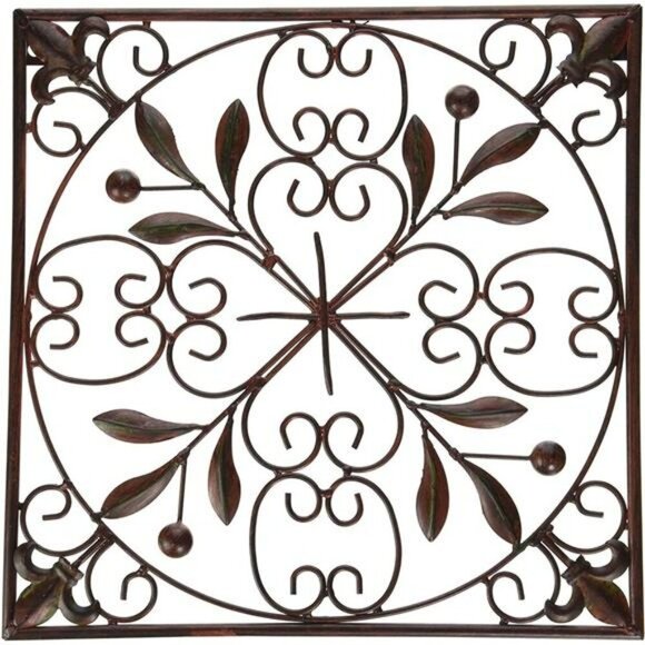 Deco 79 Metal Wall Art Set Rustic Scroll Wrought Iron Home Decor 14x14 Inch - Picture 5 of 7